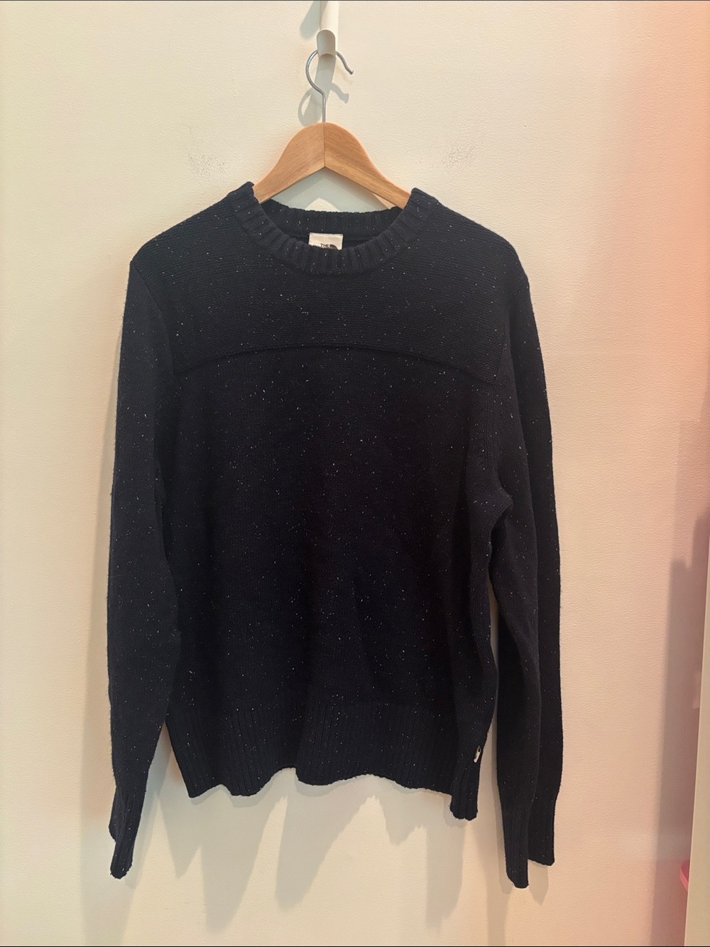 The North Face Menβs Sweater Crestview Crewneck Wool Blend Navy Size Large